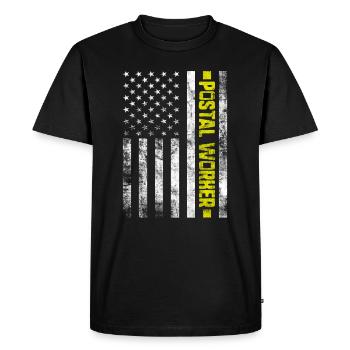 Postal Worker Mail Letter Carrier USA Flag Mailman - Men's Premium Organic T-Shirt - black - Front - Nico (187cm)