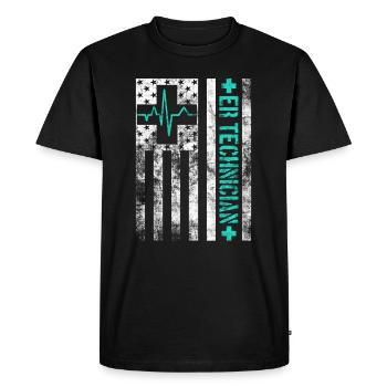 Technicien en salle d’urgence Infirmière en soins de santé Technicien en urgence - T-shirt Premium bio Homme - noir - Devant - Nico (187cm)