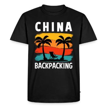 Voyage d’aventure en sac à dos en Chine pour routards - T-shirt Premium bio Homme - noir - Devant - Nico (187cm)