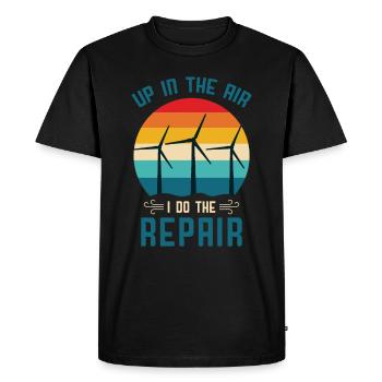 Dans les airs Je fais la réparation / Énergie éolienne, Environnement - T-shirt Premium bio Homme - noir - Devant - Nico (187cm)