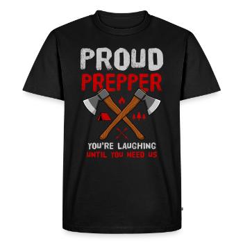 Fier que tu ris jusqu’à ce que tu aies besoin de nous Survie - T-shirt Premium bio Homme - noir - Devant - Nico (187cm)