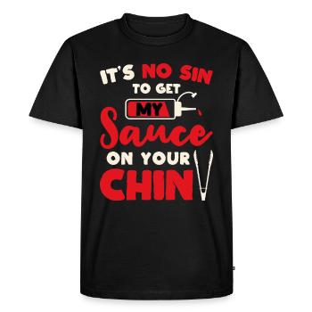 BBQ It's No Sin To Get My Sauce On Your Chin Smoke - Men's Premium Organic T-Shirt - black - Front - Nico (187cm)