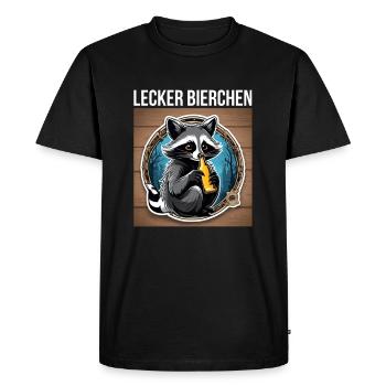 Waschbär mit Bier Lecker Bierchen Bier Meme - Männer Premium Bio T-Shirt - Schwarz - Vorne - Nico (187cm)
