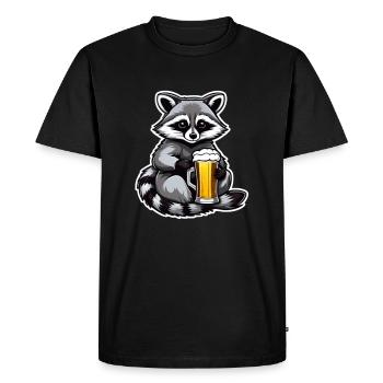 Waschbär mit Bier Lecker Bierchen Bier Meme - Männer Premium Bio T-Shirt - Schwarz - Vorne - Nico (187cm)