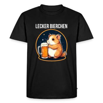 Hamster mit Bier Lecker Bierchen Bier Meme - Männer Premium Bio T-Shirt - Schwarz - Vorne - Nico (187cm)