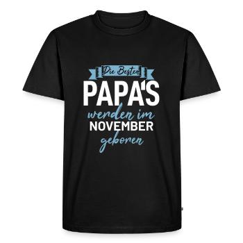 Cadeau d’anniversaire papa pères nés en novembre - T-shirt Premium bio Homme - noir - Devant - Nico (187cm)