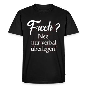 Impudent? Non, seulement verbalement supérieur ! Chemise cadeau - T-shirt Premium bio Homme - noir - Devant - Nico (187cm)