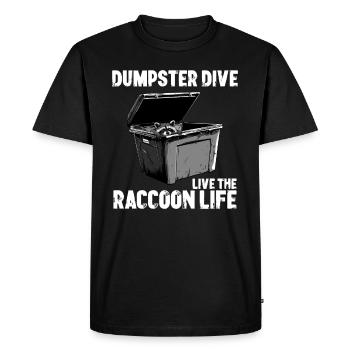 Raccoon Dumpster Diving Food Rescue - Men's Premium Organic T-Shirt - black - Front - Nico (187cm)