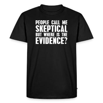 People skeptically call me humor science - Men's Premium Organic T-Shirt - black - Front - Nico (187cm)