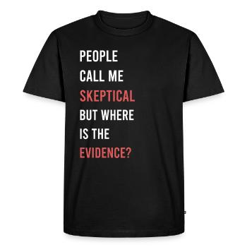 Les gens me traitent de sceptique, de philosophie, d’humour - T-shirt Premium bio Homme - noir - Devant - Nico (187cm)