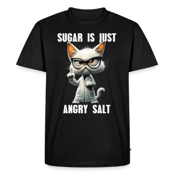 Suagar n’est qu’un mème de chat de science du sel en colère - T-shirt Premium bio Homme - noir - Devant - Nico (187cm)