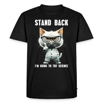 Je vais essayer Science Cat Science Meme - T-shirt Premium bio Homme - noir - Devant - Nico (187cm)