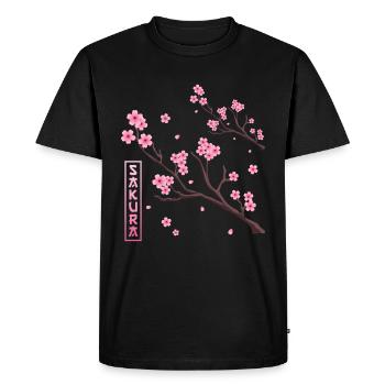 Cerisier Fleur Japonais Harajuku Manga Japon Sakura - T-shirt Premium bio Homme - noir - Devant - Nico (187cm)