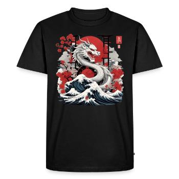 Japanischer Drachen - Männer Premium Bio T-Shirt - Schwarz - Vorne - Nico (187cm)