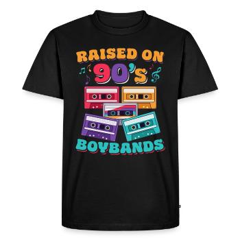 Grew up with 90s boy bands / retro - Men's Premium Organic T-Shirt - black - Front - Nico (187cm)