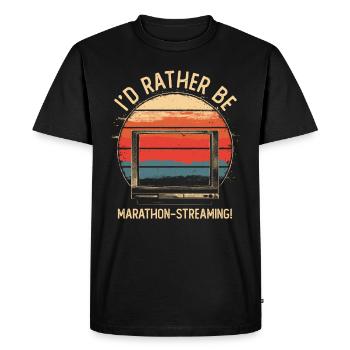 I'd Rather Be Marathon Streaming Movies Series - Men's Premium Organic T-Shirt - black - Front - Nico (187cm)