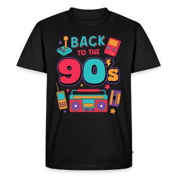 retour aux années 90 / Zurück dans les années 90er, rétro - T-shirt Premium bio Homme - noir - Devant - Nico (187cm)