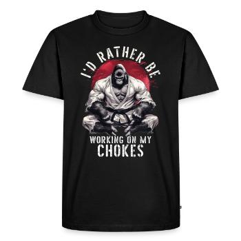 I'd Rather Be Working On My Chokes BJJ Jiu Jitsu - Men's Premium Organic T-Shirt - black - Front - Nico (187cm)