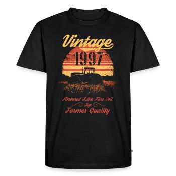 Vintage 1997 agriculteur anniversaire tracteur cadeau - T-shirt Premium bio Homme - noir - Devant - Nico (187cm)