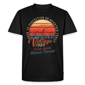 Vintage 1984 Anniversaire Randonnée Montagnes Cadeau - T-shirt Premium bio Homme - noir - Devant - Nico (187cm)