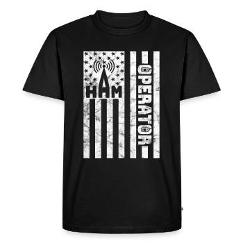 Opérateur radio amateur | Drapeau des États-Unis drôle radio amateur - T-shirt Premium bio Homme - noir - Devant - Nico (187cm)