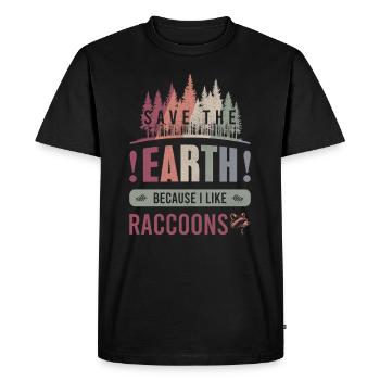 Save the Earth Environmental Raccoons Earth Day - Men's Premium Organic T-Shirt - black - Front - Nico (187cm)