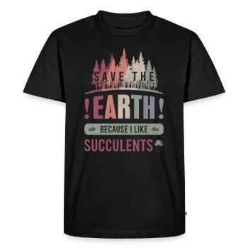 Save the Earth Environment Succulents Earth Day - Men's Premium Organic T-Shirt - black - Front - Nico (187cm)