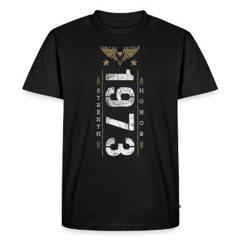 Edition Limitée 1973 Force et Honneur Anniversaire - T-shirt Premium bio Homme - noir - Devant - Nico (187cm)