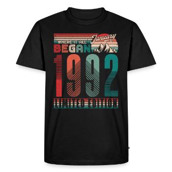 Birthday 1992 Vintage January Retro Gift - Men's Premium Organic T-Shirt - black - Front - Nico (187cm)