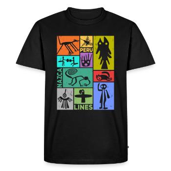 Lignes de Nazca | Ancien astronaute Pérou Géoglyphes - T-shirt Premium bio Homme - noir - Devant - Nico (187cm)