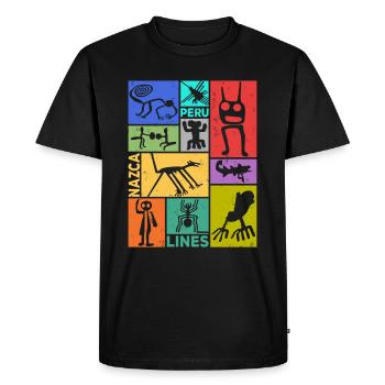 Nazca Lines | Ancient Astronaut Peru Geoglyphs - Men's Premium Organic T-Shirt - black - Front - Nico (187cm)