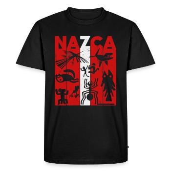 Lignes de Nazca | Ancien astronaute Pérou Géoglyphes - T-shirt Premium bio Homme - noir - Devant - Nico (187cm)