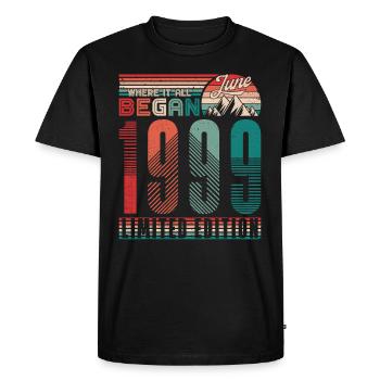 Anniversaire 1999 Vintage Juin Rétro Cadeau - T-shirt Premium bio Homme - noir - Devant - Nico (187cm)