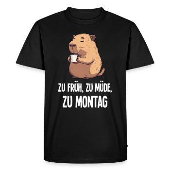Café Capybara Monday Morning Grouch Gift - T-shirt Premium bio Homme - noir - Devant - Nico (187cm)