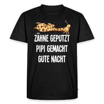 Giraffe Funny Saying Teeth Brushed Good Night - Men's Premium Organic T-Shirt - black - Front - Nico (187cm)