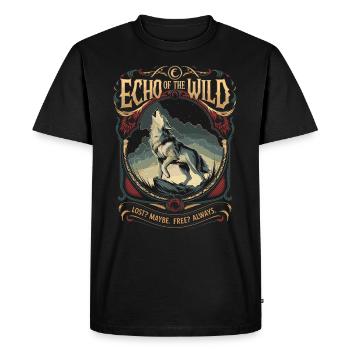 Écho de la nature | Loup hurlant et liberté - T-shirt Premium bio Homme - noir - Devant - Nico (187cm)