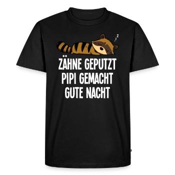 Raccoon teeth brushed good night funny motif - Men's Premium Organic T-Shirt - black - Front - Nico (187cm)