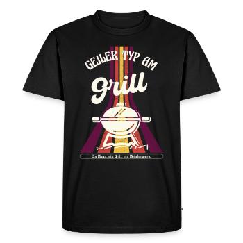gars au grill drôle dire grillades rétro - T-shirt Premium bio Homme - noir - Devant - Nico (187cm)