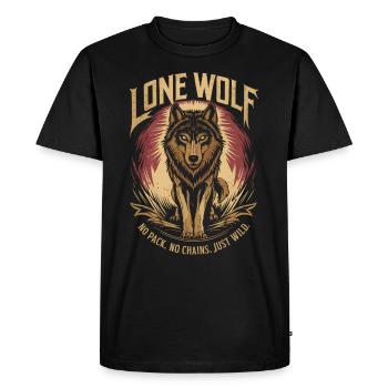 Lone Wolf - No Pack, No Chains, Just Wild - Men's Premium Organic T-Shirt - black - Front - Nico (187cm)