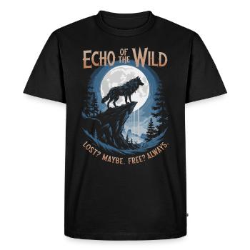 Écho de la nature - Loup hurlant, liberté et nature - T-shirt Premium bio Homme - noir - Devant - Nico (187cm)