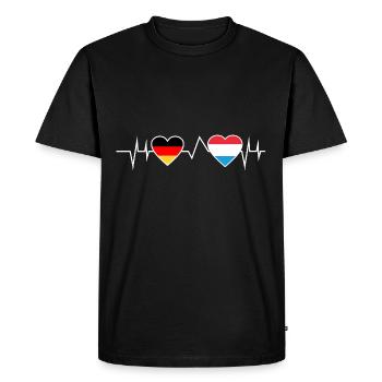 Germany Luxembourg heartbeat Luxembourger - Men's Premium Organic T-Shirt - black - Front - Nico (187cm)