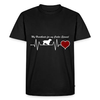 Cocker cocker anglais battement de cœur avec rengaine - T-shirt Premium bio Homme - noir - Devant - Nico (187cm)