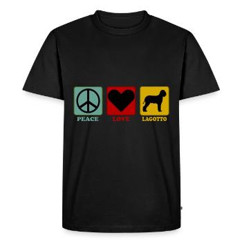 Lagotto Romagnolo Peace Love - Men's Premium Organic T-Shirt - black - Front - Nico (187cm)