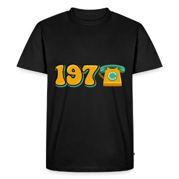 70s Retro Phone Nostalgia Design - Men's Premium Organic T-Shirt - black - Front - Nico (187cm)
