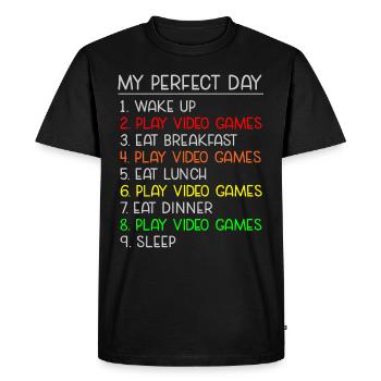 Mon jour parfait joueur de jeux vidéo joueur - T-shirt Premium bio Homme - noir - Devant - Nico (187cm)