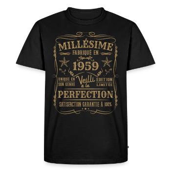 Millésime Fabriqué En 1959 Vieilli à La Perfection - T-shirt Premium bio Homme - noir - Devant - Nico (187cm)