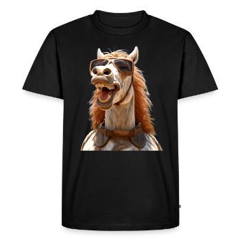 Cheval, Fille De Cheval, Cavalier, Poney, Écurie, Chevaux - T-shirt Premium bio Homme - noir - Devant - Nico (187cm)