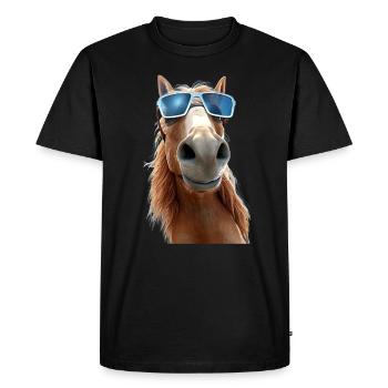 Cheval, Fille De Cheval, Cavalier, Poney, Écurie, Chevaux - T-shirt Premium bio Homme - noir - Devant - Nico (187cm)