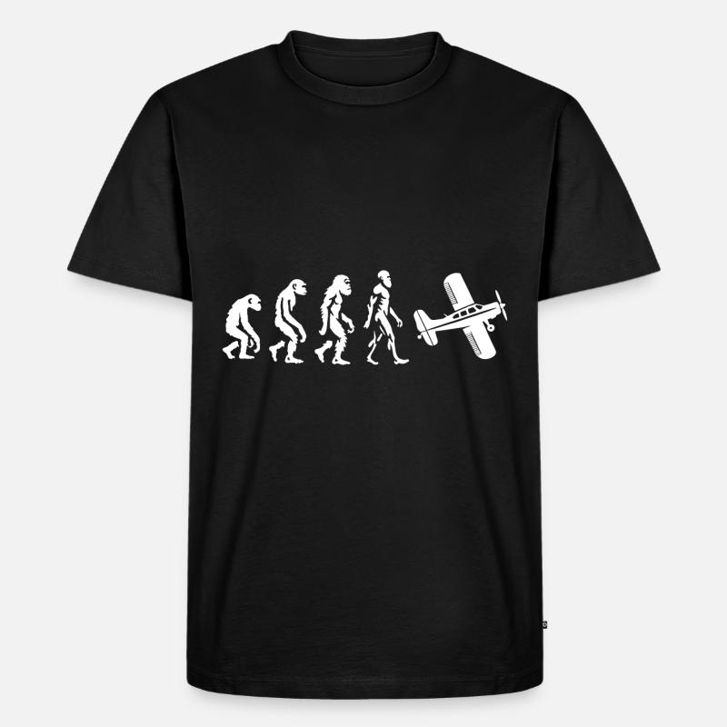 Evolutionary Airplain Flying Fun - Männer Premium Bio T-Shirt - Schwarz