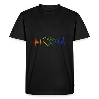LGBT Heartbeat ECG Lesbienne Arc-en-ciel Gay Pride LGBTQ - T-shirt Premium bio Homme - noir - Devant - Nico (187cm)